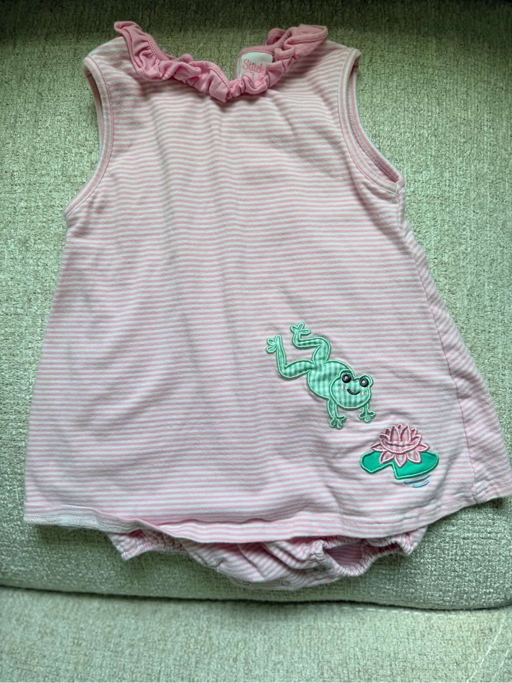Stitchy Fish Frog Applique Baby Romper